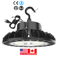 Stock US, Garantie 5 ans, 150W 200W 240W 120-277V UL ETL IP65, Luminaires LED UFO High Bay pour entrepôt, Puissance et CCT réglables