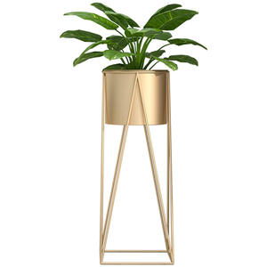 Support à fleurs géométrique en fer forgé doré, haut, pour plantes d'intérieur et d'extérieur, décoration et présentation, idéal pour mariage - Product Image 1