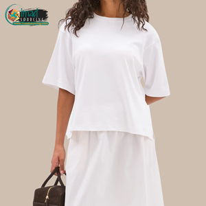 T-shirt en coton ample et moderne pour femme, coupe décontractée, manches courtes, col rond, respirant, doux, confortable, léger, été - Product Image 2