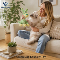 Jouet en peluche couineur pour chien vert, texture popcorn, à mâcher, interactif pour animaux de compagnie, accessoires pour chiots, vente en gros