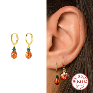 ROXI S925 Pendientes Colgantes de Plata de Ley con Esmalte y Circonita, Diseño de Piña, Modernos, para Mujer, Regalo para Boda o Aniversario - Product Image 2