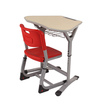 Chaise de bureau métallique collaborative de style moderne avec hauteur réglable, table d'étude pliable pour étudiants, plateau en bois, mobilier scolaire