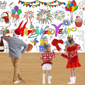 2026 tovaglia colorata del <span class=keywords><strong>capodanno</strong></span> che disegna Graffiti usa e getta sfondo del Festival - Product Image 4