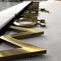 Lettres d'alphabet en métal plaqué or sur mesure OEM en acier inoxydable non rétroéclairées pour enseigne murale intérieure de club de luxe ou SPA