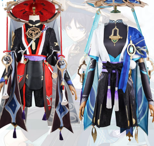 Disfraz de Cosplay de Wanderer del Anime <span class=keywords><strong>Genshin</strong></span> Impact, Conjunto de Uniforme de Scaramouch, Atuendos de Wanderer, Peluca para Fiesta de Navidad - Product Image 1