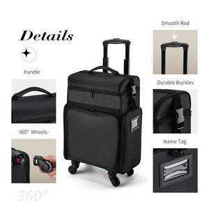 Professional Hair Stylist Trolley <b>Case</b> Large Capacity Beauty Storage <b>Makeup</b> Bag With Removable Tray & 4 Clear Cosmetic Pouch - Product Image 4
