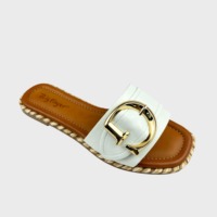Sandales plates à enfiler pour femmes, de haute qualité, à bout carré, confortables, de luxe, décontractées, haut de gamme, en gros