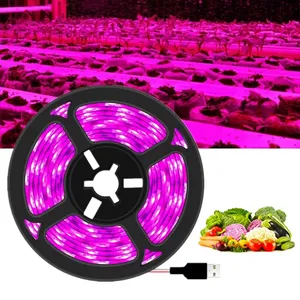 フルスペクトル植物ランプUSB5VLEDグローライトストリップテープ2835 SMD植物花Led屋内温室種子カルチボ水耕栽培