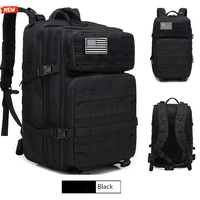 Sac à dos tactique antivol imperméable en Oxford 900D, faible MOQ, 45L, avec pochette Molle, pour assaut, camping, randonnée, doublure polyester, OEM