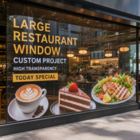 Pantalla LED Transparente de Gran Formato para Ventanas de Restaurantes, Pantalla de Vidrio Completo