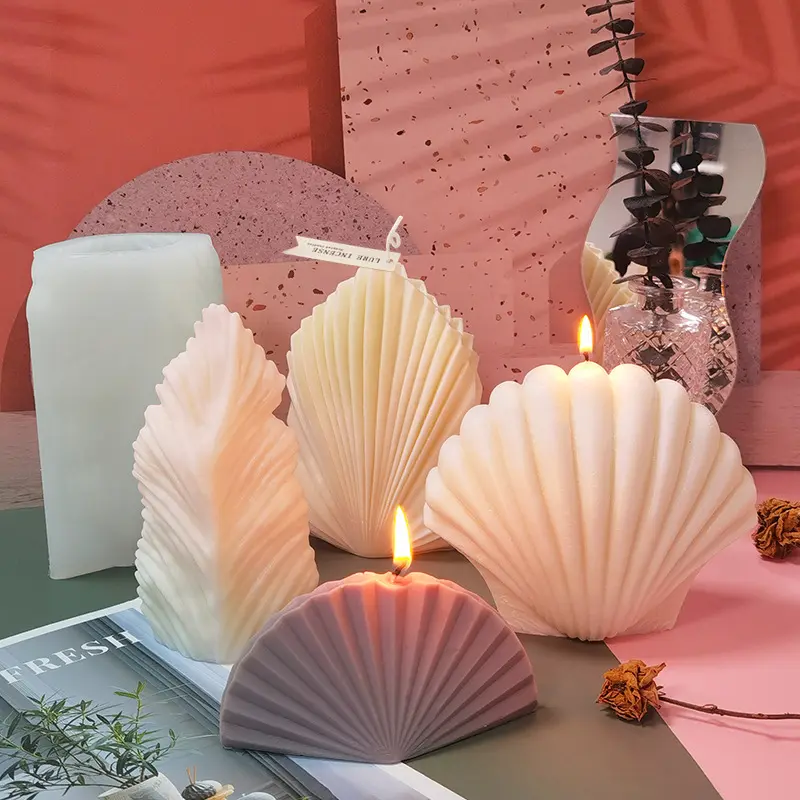 Hương Liệu Lớn Sò Điệp Nến Khuôn Khuôn Silicone 3D Coral Shell Shape Nến Khuôn