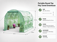 Serre de jardin portable 3x2x2m pour plantes, légumes et fleurs avec porte zippée