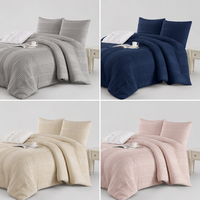 Ensemble de couette d'hiver en jacquard tissé blanc capitonné, housse de couette en microfibre texturée, pour la maison et l'hôtel