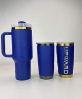 Gobelets isothermes personnalisés avec logo, 40 oz, plaqués or miroir, avec poignée, gobelet de sport isolé sous vide avec poignée détachable