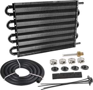 Kit de refroidisseur d'huile de transmission en aluminium à tubes et ailettes 8 rangées pour mise à niveau automobile, condenseur de tube à rangées pour modification automobile - Product Image 1