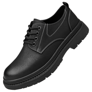 Chaussures habillées en cuir véritable à semelle épaisse et coupe basse pour hommes, fabriquées sur mesure en grandes tailles - Product Image 1
