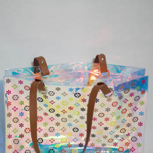 Sacs à main en PVC laser grande capacité, portables, imperméables, pour femmes, sac à main, sac de plage avec logo imprimé - Product Image 3