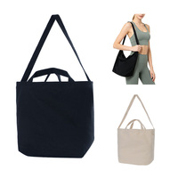 Sac fourre-tout en toile robuste personnalisé avec logo, idéal pour le travail quotidien, l'école, les week-ends, le yoga, sac de sport à bandoulière pour femme avec 3 poignées