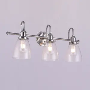 3 ışık edison duvar ışıkları monte loft vintage vanity duvar lambaları temizle cam fırçalanmış nikel banyo duvar aydınlatmaları fikstür