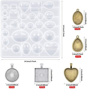 155 Pieces <strong>Resin</strong> <strong>Jewelry</strong> Making <strong>Kit</strong> Including Pendant Trays <strong>Jewelry</strong> Pendant Pins and Making Tools for DIY <strong>Jewelry</strong> Craft Making - Product Image 2