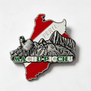 Proveedor de Imanes Personalizados para Refrigerador, Imán de Aleación de Zinc con Forma de Mapa de Machu Picchu, Perú, Regalo de Viaje - Product Image 1