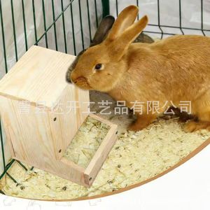 Comedero de madera para conejos, montado en la pared, dispensador de comida para animales pequeños, para mascotas - Product Image 4
