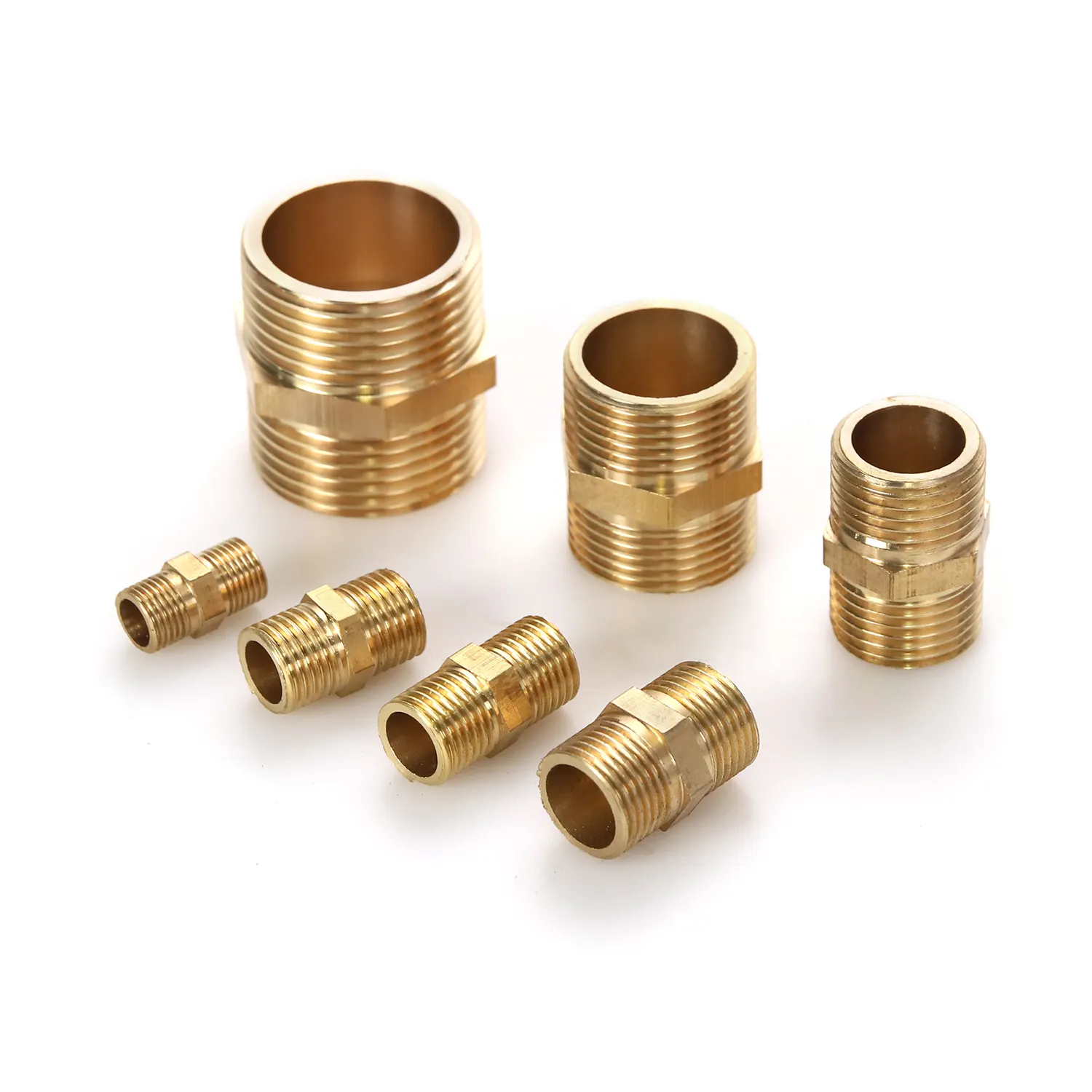 Cheap price male threads nipple fitting brass hex pipe nipple coupling for air gas water pipe line