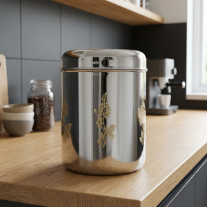 Stainless Steel Food Container Round Airtight Metal <b>Storage</b> <b>Jar</b> Classic Polished Design <b>for</b> <b>Kitchen</b> Use set of 2 - Product Image 3