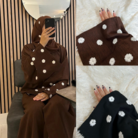 Sharut disesuaikan XXL Dubai Abaya wanita Kimono Linen mewah bagian belakang terbuka lengan bordir bunga panjang gaun Lebaran Turki sederhana