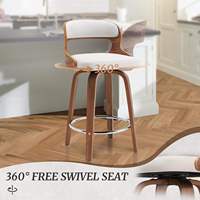 Tabouret de bar moderne en bois massif courbé, pivotant à 360°, en cuir PU, avec repose-pieds en métal, écologique, durable, pour la maison, le bar, l'îlot de cuisine