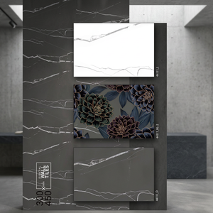 Resaltador con estampado de flores negras de excelente calidad, azulejos de pared de cerámica Digital adecuados para acabado Interior brillante 300x450 30x45 12x18 - Product Image 4