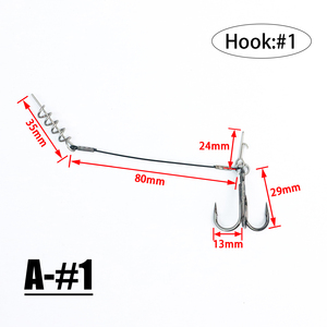 Stinger mit Korkenzieher <span class=keywords><strong>1</strong></span> #   <span class=keywords><strong>1</strong></span>/0 #   2/0 #   4x Dreifachhaken mit Feder-<span class=keywords><strong>Rig</strong></span> für Hechtangeln - Product Image 3