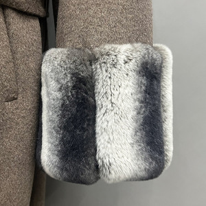 معطف نسائي شتوي من الصوف الحقيقي من Jancoco ، معطف واق من المطر من الصوف بحواف مربوط للسيدات ، معطف صوف مع ياقة من فرو الأرنب الحقيقي ، سوار - Product Image 4