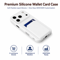 Étui de téléphone en silicone liquide avec porte-cartes pour iPhone 18 Pro, 17, 16, 15, coque anti-chute avec fente pour portefeuille pour Samsung Galaxy S