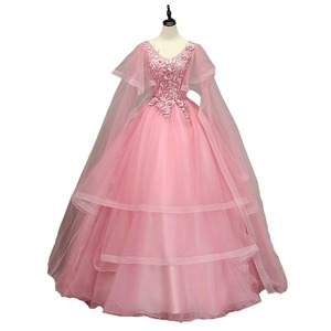 Pink Ball Gown Wedding Dress Sweetheart Neckline Empire Waist Tulle Layered Full Skirt Formal Evening Party Dress - Product Image 5