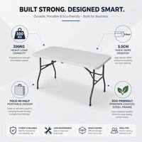 Table pliante en HDPE de 6 pieds, moulée par soufflage, robuste, pliable en deux, portable, pour camping, conférence, banquet, capacité de charge de 300 kg