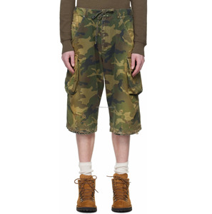 Nouveauté 2026 avec étiquettes Short cargo tactique en coton surdimensionné, coupe ample, longueur genou, effet usé, camouflage vert pour <span class=keywords><strong>homme</strong></span> - Product Image 4