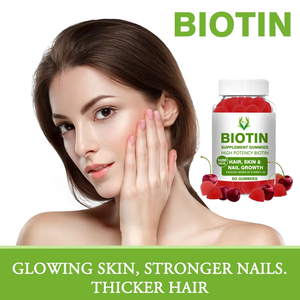 Hot Selling 5000MCG High Poency Biotin Gummies Cherry Flavor <b>Supplement</b> for Glowing Skin Stronger Nails and Thicker Hair - Product Image 6