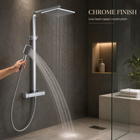 Ensemble de douche commercial direct usine, système de douche thermostatique carré complet en laiton avec robinet de douche pluie pour hôtel
