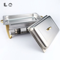 Hôtel Arabe de Luxe 9L Rectangle Miroir Poli En Acier Inoxydable Gaz Chafer Plat Brûleurs Pour Buffet De Luxe Réchauffeur De Nourriture Restauration