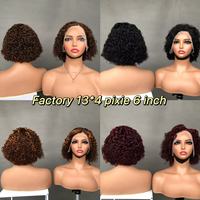 Meilleure vente perruques sans colle cheveux humains brésiliens dentelle avant perruque pleine densité Pixie Curl