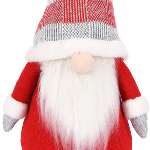 <b>Grey</b> Red Striped Hat Christmas Gnome Plush Slim Standing Tomte Doll with Fur Brim for Retail Counter <b>Shelf</b> Decor Bulk - Product Image 3