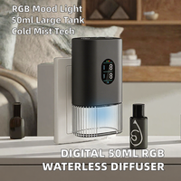 Diffuseur mural intelligent sans eau en verre de luxe à diffusion d'air froid, 4 intensités, 7 modes de lumière d'ambiance RVB réglables avec minuterie