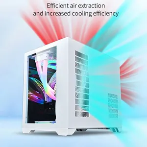 Lovingcool 2024 casing PC ITX M-ATX Mid Tower desain baru RGB kabinet komputer Desktop game untuk grosir