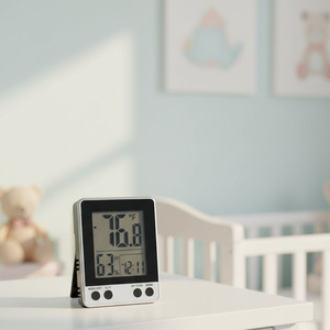 Relógio Digital de Parede/Mesa LCD Personalizado com Logo, Medidor de Temperatura e Umidade, Termômetro Higrômetro com Luz de Fundo e Relógio - Product Image 1