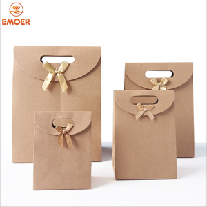 Sac fourre-tout en papier kraft <span class=keywords><strong>EMOER</strong></span> avec nœud rabattable, design écologique et élégant, modèle N203, personnalisable - Product Image 1
