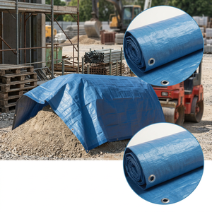 Bâche en PE bleue imperméable et résistante aux UV, robuste, avec œillets pour couverture extérieure de ferme - Product Image 2
