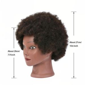 Tête de mannequin <span class=keywords><strong>afro</strong></span> pour la pratique des coiffures, <span class=keywords><strong>cheveux</strong></span> 100% humains, tête de poupée avec support à pince pour le tressage et le coiffage - Product Image 3