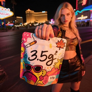 Sacs alimentaires refermables personnalisés imprimés, anti-odeur, à fond plat, en aluminium, 3,5 g, emballage plastique, sacs en Mylar - Product Image 3