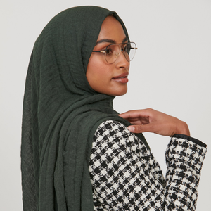 Haute qualité léger froissé musulman Hijab doux respirant coton Modal écharpe couleur bloquant l'usure quotidienne pour voyage bureau tout - Product Image 3